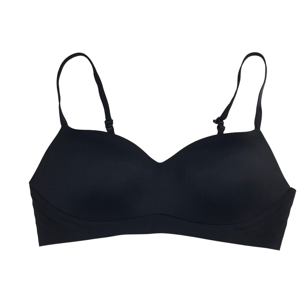 EBY Black Seamless Wireless Bralette Molded Cup Adjustable Strap Size Large